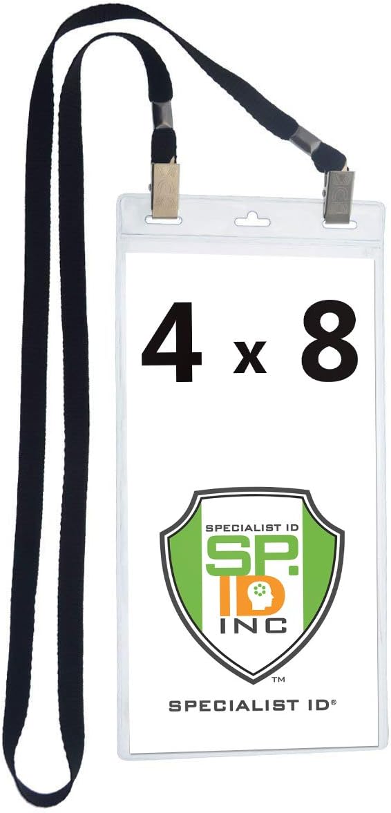 5 Pack - Extra Large 4 x 8 Inch Ticket & Event Credential Badge Holders by SpecialistID