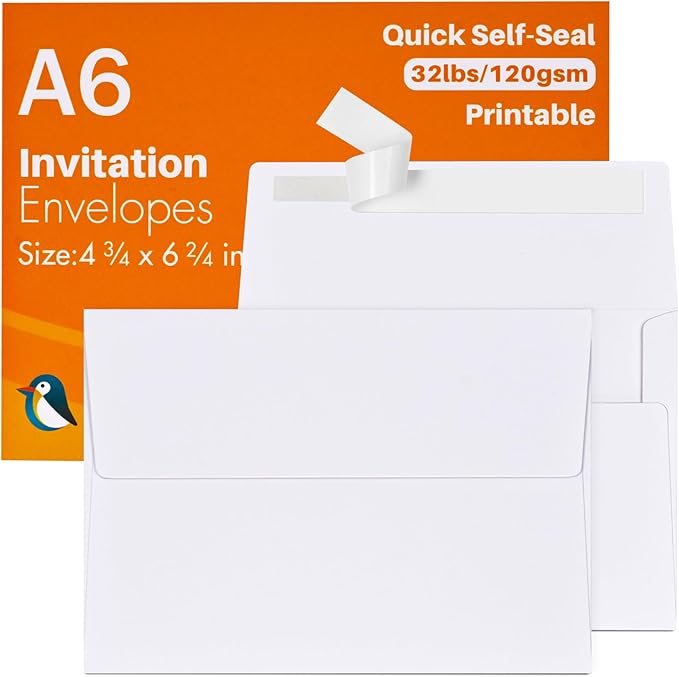 A6 White Envelopes 4X6 100 Pack by AZAZA