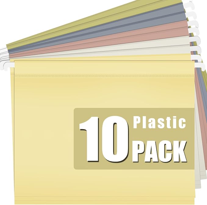 10 Pack Hanging File Folders, Letter Size | with1/5-Cut Tabs. Includes 10 by ONEKEEP