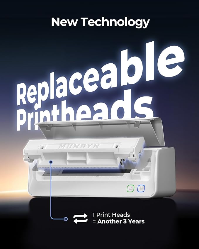 MUNBYN Replaceable Print-Head Bluetooth Thermal Label Printer - Image 2