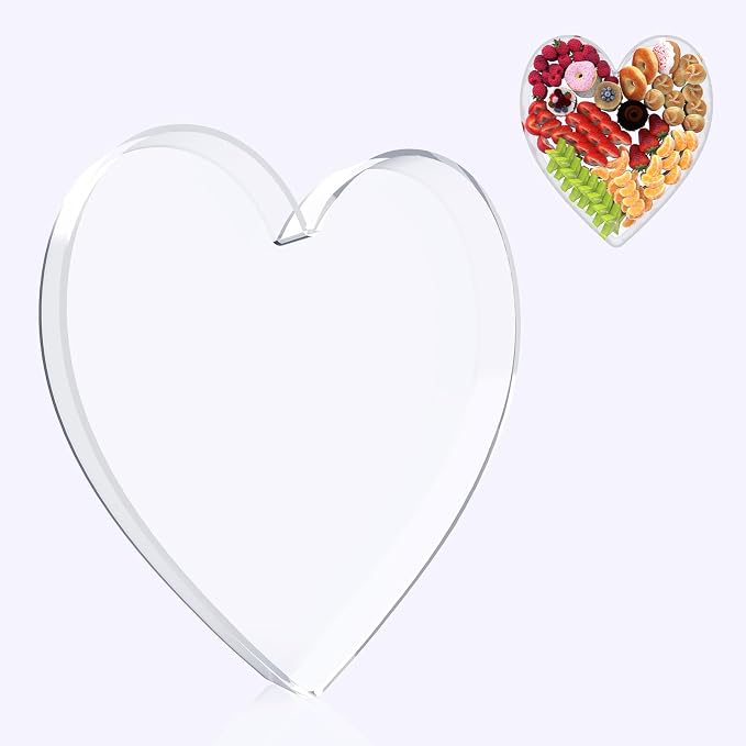 11" Acrylic Heart Shaped Charcuterie Board, Heart Plates by RUFHVTY