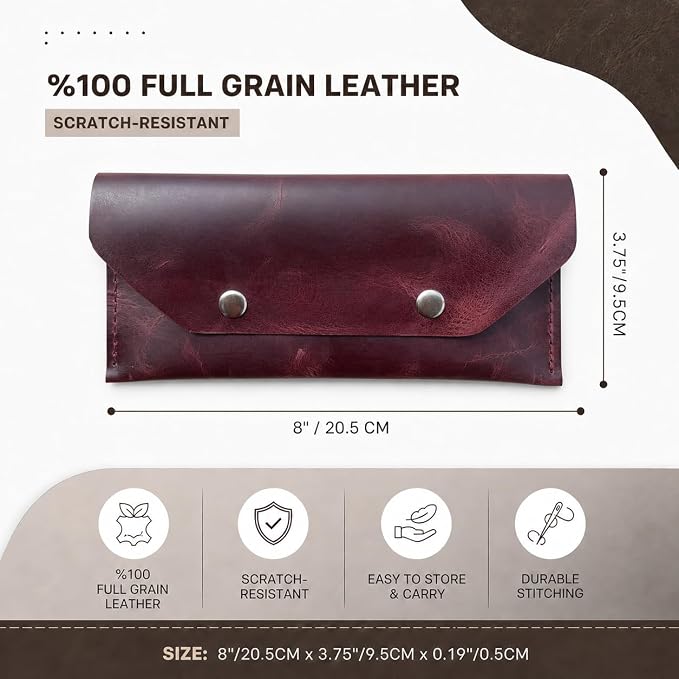 Genuine Leather Cash Envelope Wallet, Two Snap Money Pouch - Image 2