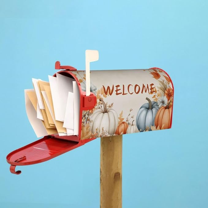 Autumn Pumpkin Welcome Magnetic Mailbox Cover, Fall Mailbox Wrap Decorative - Image 7