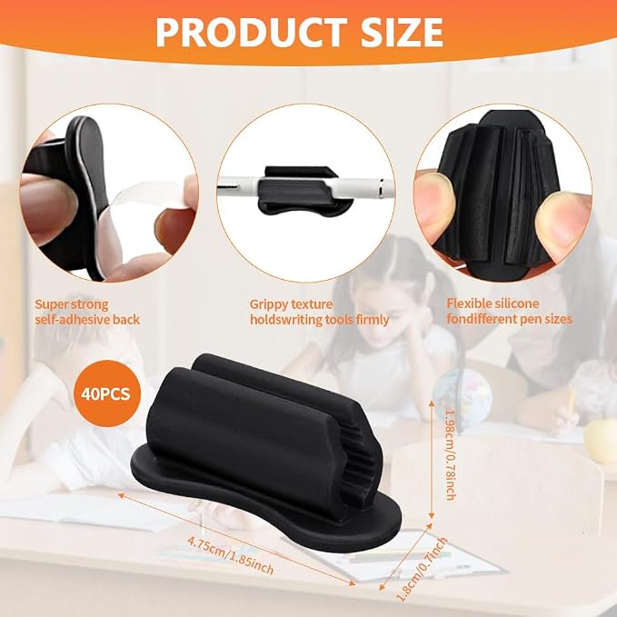 40 PCS Adhesive Pencil Holders for Desk, Flexible Pen Holder - Image 2