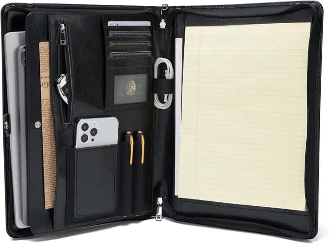 Geslun Vegan Leather Portfolio, Legal Size 8.5 x 14 Pad Holder, Business - Image 2