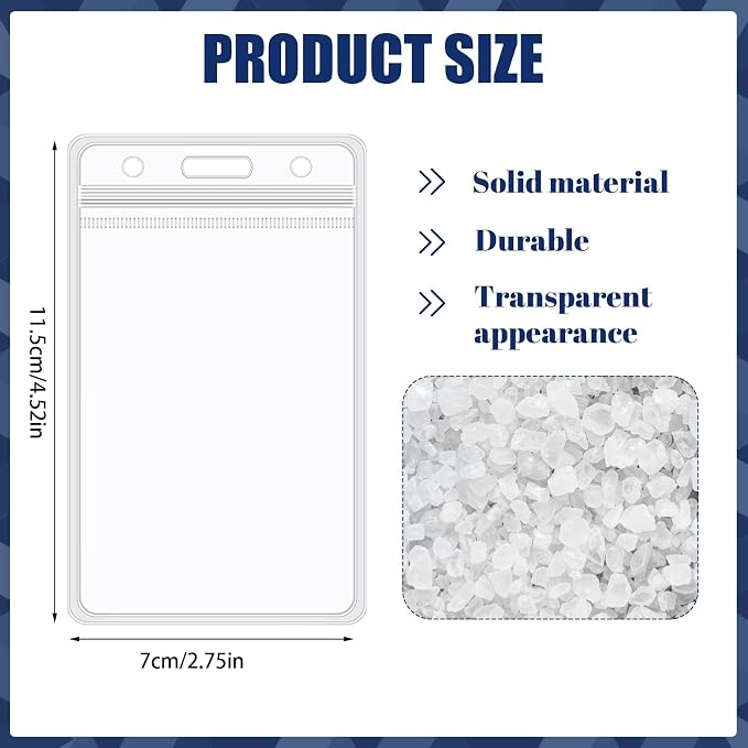 200 Pack Vertical ID Badge Holders Clear Plastic Waterproof Card Holder - Image 2