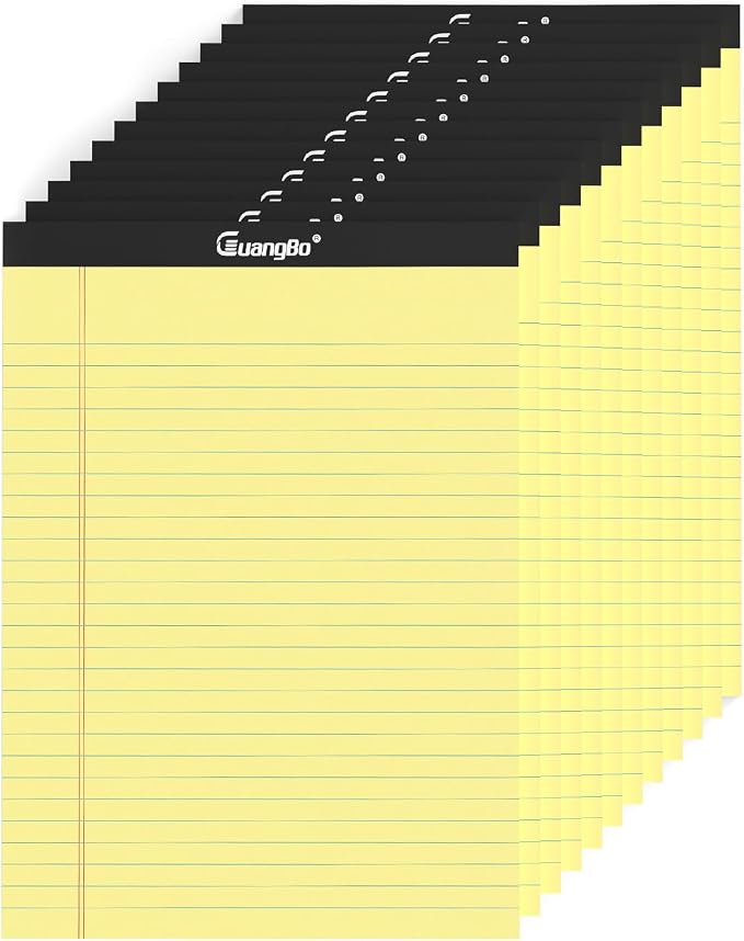 12 Pack Yellow Legal Pads 8.5 x 11 Wide Ruled Note Pad 50 Sheets Notepads Micro by GUANGBO