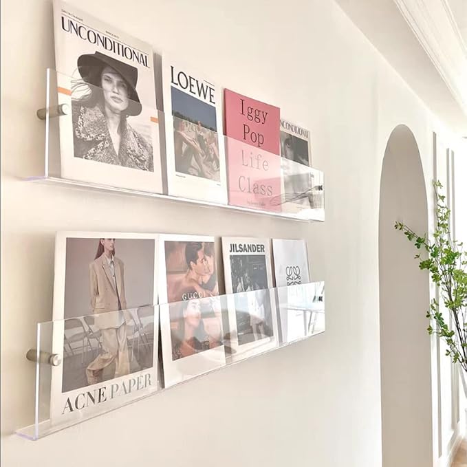 DuvinDD 2 Pack Acrylic Magazine Holder Rack Brochure Holder Wall Mount 24 inch by DuvinDD