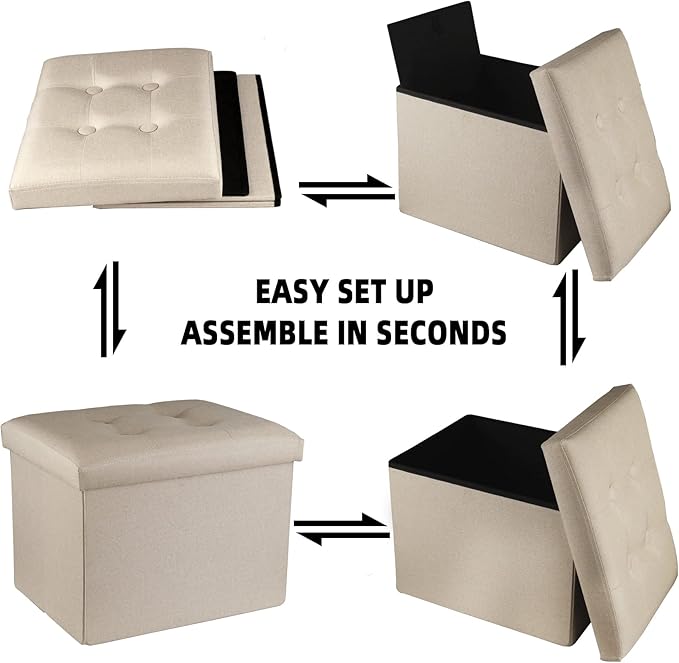 ALASDO Ottoman Storage Ottoman Footrest Stool Foldable Foot Rest Footstool Bench - Image 4