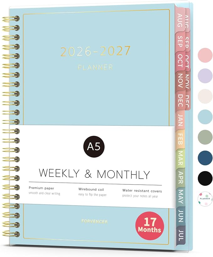 Aug 2026 - Dec 2027 Planner, Forvencer 17 Month Academic Planner 2026-2027 by Forvencer