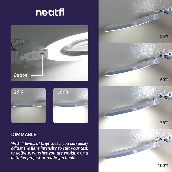 Neatfi XL Bifocal LED Magnifying Lamp, 7-Inch Acrylic Lens, 5D/20D Magnification - Image 5