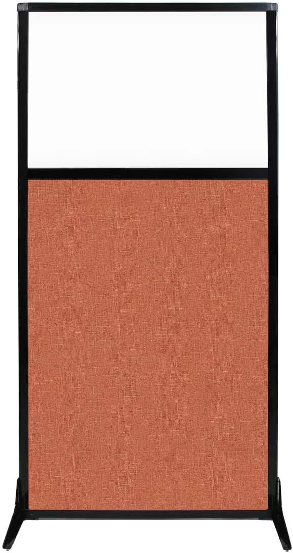 Versare Workstation Partition | Portable Wall Divider | Modern Office Cubicle | Free Standing Privacy Screen | Flexible Work Space | 33" x 70" W/Window, Papaya Fabric Panels-DeskLoop Office