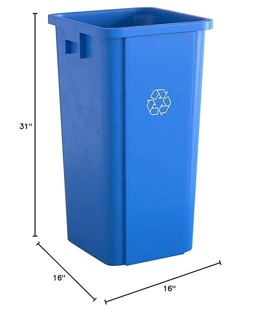 23 Gallon Blue Square Commercial Trash Can-DeskLoop Office