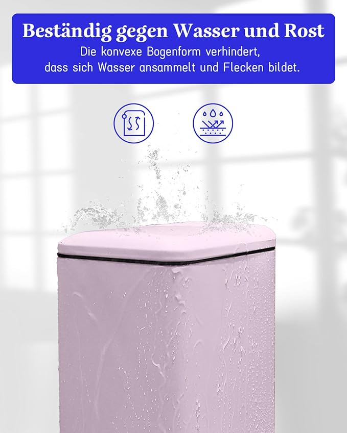 JM.YIPENG Bathroom Rubbish Bin, 5 Litre Cosmetic Bin, Small Waste Bin with Soft Close Lid, Bathroom Bin for Toilet, Bathroom, Bedroom, Living Room, Pink-DeskLoop Office