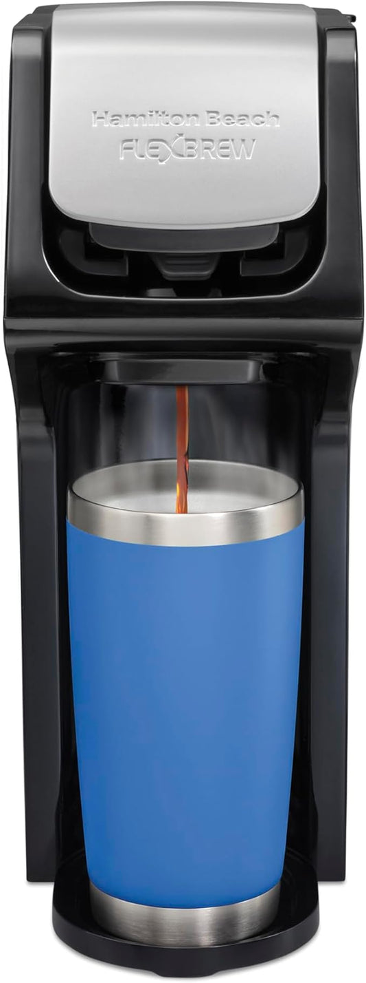 Hamilton Beach FlexBrew Single Serve Coffee Maker, Compatible with Pod Packs and Grounds, 14 oz. Water Reservoir, Slim Design, Fast Brewing, Black (49900)-DeskLoop Office
