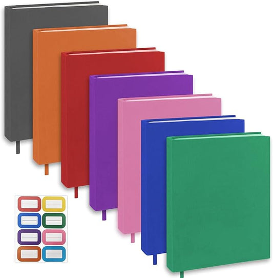 KICNIC Jumbo Book Covers 7 Pack, 9x11 Inch Stretchable Book Sox Suitable for Most Hardcover Books, Up to 10 Inch x 12.5 Inch, Washable and Reusable Protective Textbook Covers with Label Sticker-DeskLoop Office