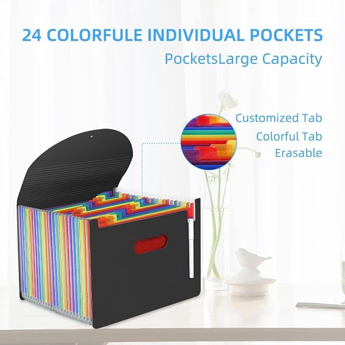 24 Pockets Expanding File Folder, Accordion File Organizer, Document Organizer - Image 4