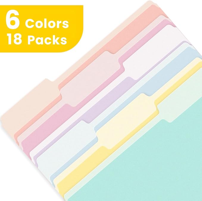 SUNEE File Folders, 18 Pack Manilla Folders 8.5 x 11, Colored File Folders Home - Image 4