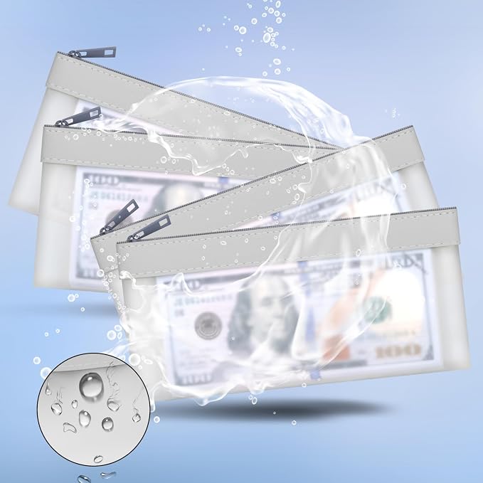 4 Pieces Money Bags With Zipper, Cash Bag, 7.6 x 3.7 inch Money Pouch, Bank Bag - Image 2