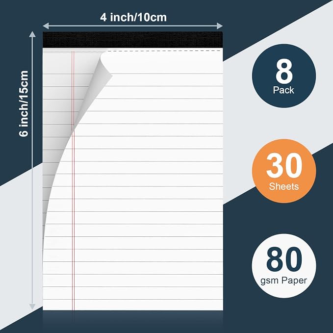 8 Pack Legal Pads 4x6 Inch 30 Sheets Mini Lined Paper Pads - Image 2