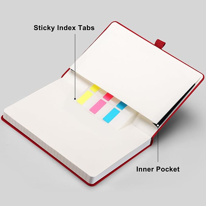 RETTACY Graph Grid Paper Notebook, 192 Pages, A5 Medium Size (5.7'' x 8.3''), 5 Squares per Inch, Leather Hardcover, 100 GSM Thick Paper, for School, Students, Math, Engineering (Red)-DeskLoop Office
