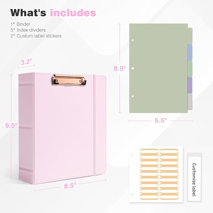 Ospelelf Mini 3 Ring Binder 5.5" x 8.5", 2 Inch Clipboard Binder - Image 3