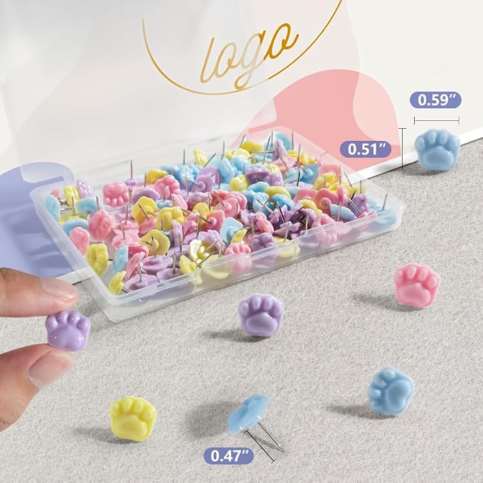 100Pcs Cute Cat's Paw Decorative Push Pins, Bulletin Board Tacks, Cork Board - Image 2