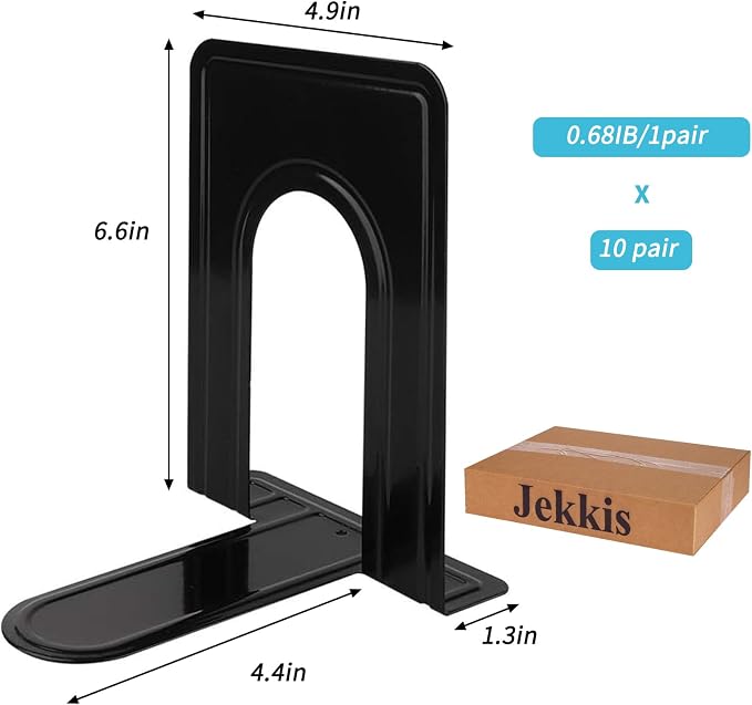 Jekkis 20pcs Book Ends Metal Bookends - Image 2