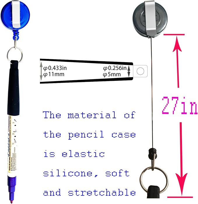 Duty Retractable Pull Pen Holder -Thick Nylon Cable- Ideal - Image 4