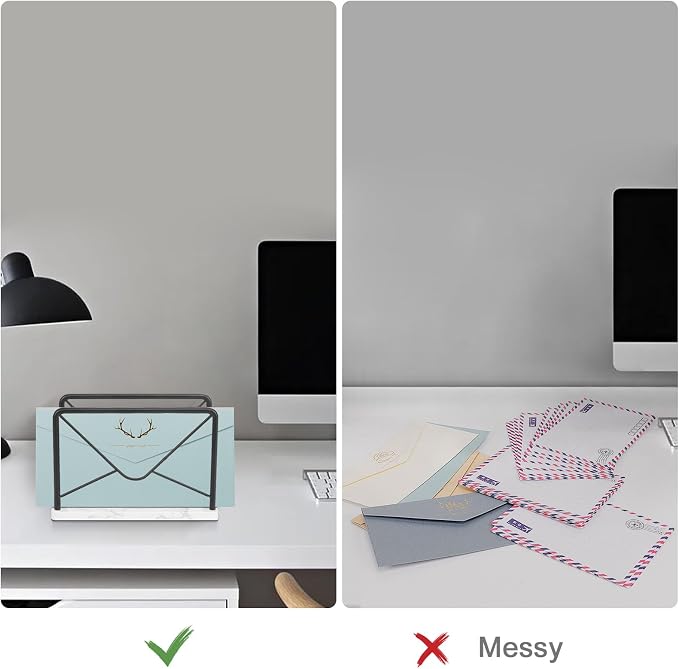 Modern Mail Holder for Home Office, Metal Letter Organizer Sorter for Desk - Image 7