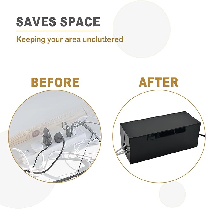 Cable Management Box, 2 Open Slots Cords Hider Box, Under Desk Power Strip - Image 5