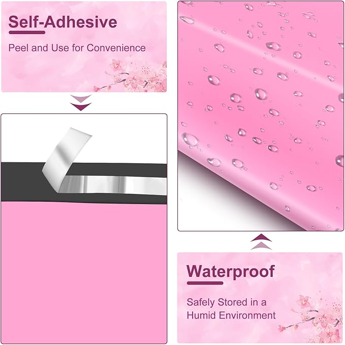 Poly Mailers 10x13 Inch 200 Pcs, Pink Shipping Bags, Mailing Envelopes with Self Seal Adhesive Strip, Waterproof and Tear-Proof Poly Bags for Non-Fragile Items