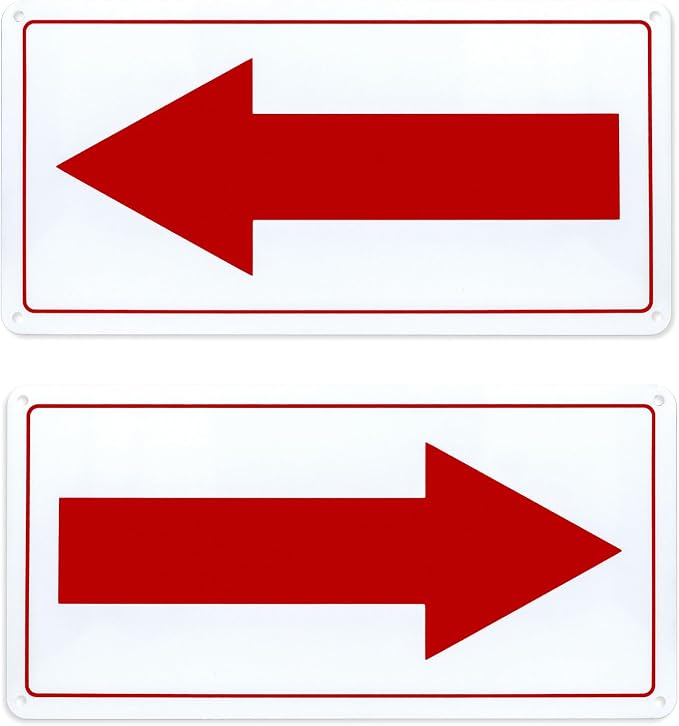 Red Arrow Sign Aluminum 10 x 5 Inch Heavy Duty Metal Waterproof Reflective by EVQ