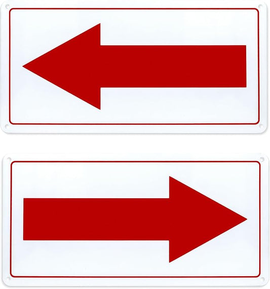 Red Arrow Sign Aluminum 10 x 5 Inch Heavy Duty Metal Waterproof Reflective by EVQ