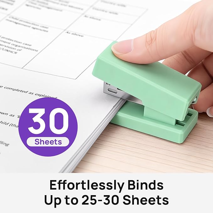 Mini Stapler with 2000 Staples, 30 Sheet Capacity, Jam-Free Small Desktop - Image 5