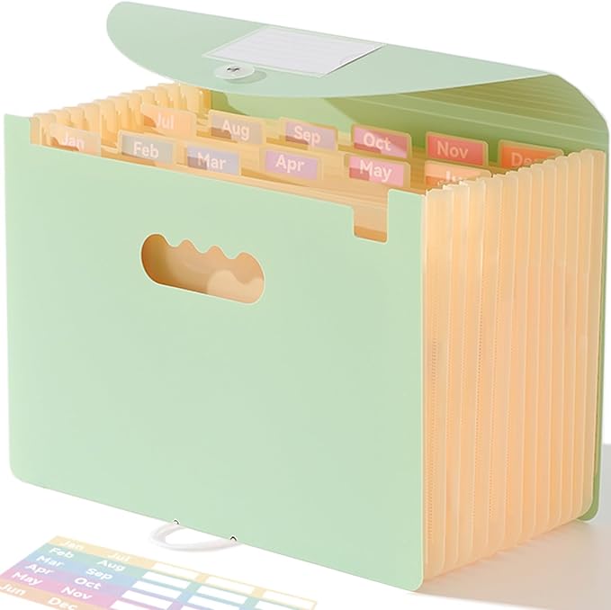 SortRax Accordion File Organizer 12 Pockets, Monthly Bill Receipt Tax Organizer by SortRax
