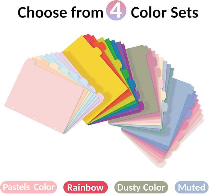 Sooez 8 Tabs Long-Lasting Plastic Write & Erase Large Tabs Dividers - Image 2