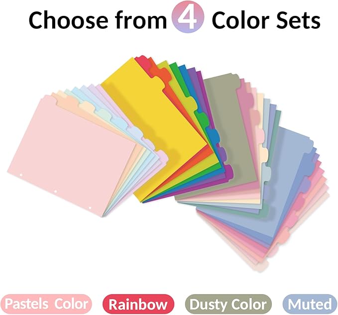 Sooez 8 Tabs Long-Lasting Plastic Write & Erase Large Tabs Dividers - Image 2