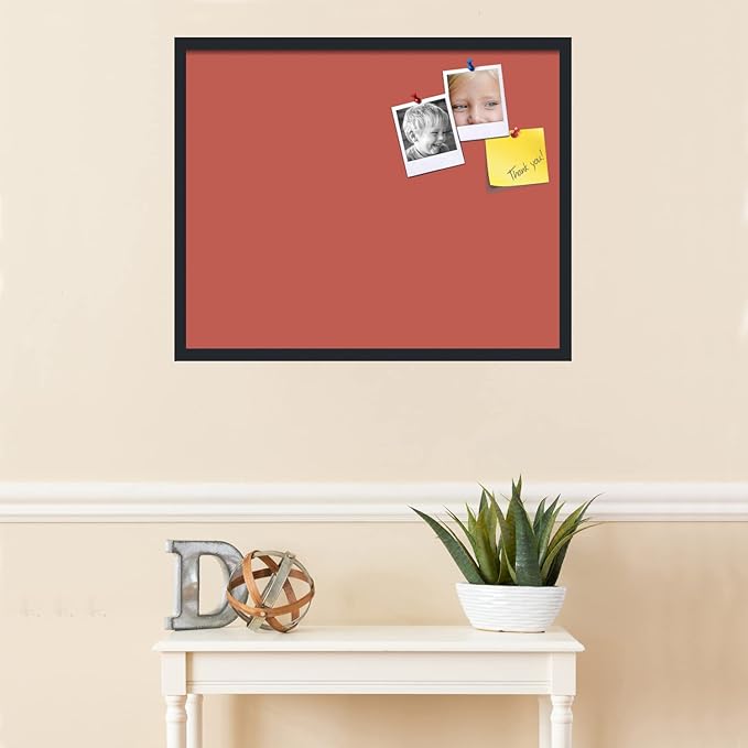 PinPix 30x24 Inch Cork Bulletin Board. This Decorative Framed Pin Board Comes with Crimson Pastel Design and a Satin Black Frame. Ideal for Home Office Decor or Message Board (PinPix-1807)-DeskLoop Office