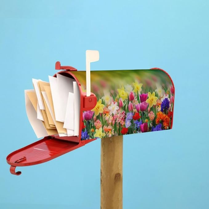Spring Flowers Butterfly Welcome Magnetic Mailbox Cover, Colorful Mailbox Wrap - Image 7