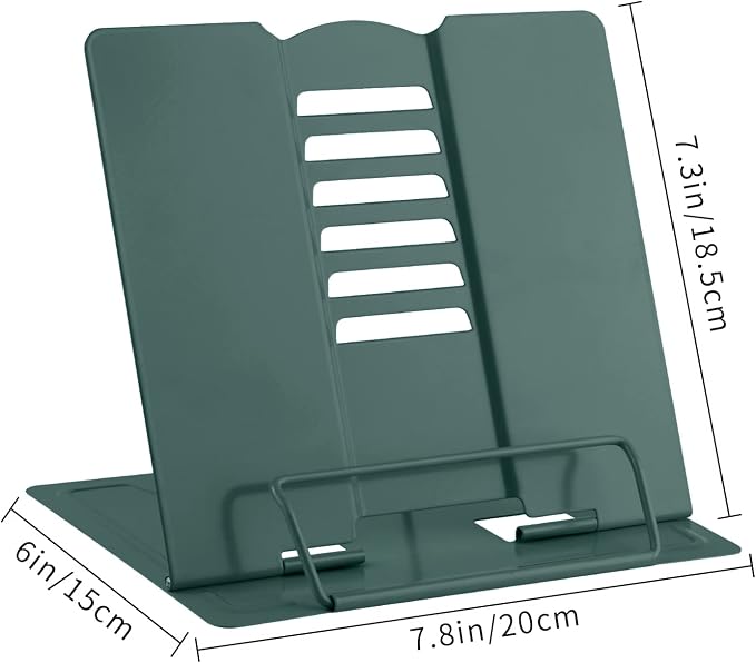 MSDADA Desk Book Stand, Metal Reading Book Stand Adjustable Cookbook Holder - Image 2