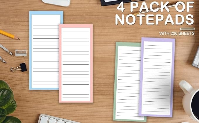 4 Pack Magnetic Notepads for Refrigerator, Grocery List Large Magnet Pad for - Image 6