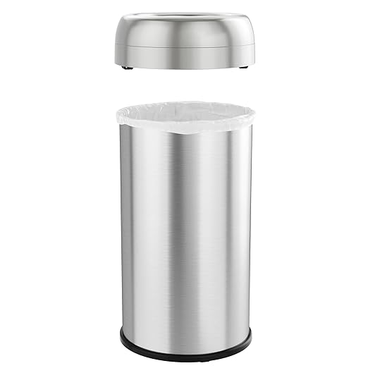 iTouchless Dual-Deodorizer Trash Can and Recycle Bin, Stainless Steel Commercial Grade Large 10 Inch, Home, Restaurant, Restroom, Office, 16 Gallon / 61 Liter, Open Top, Round-DeskLoop Office