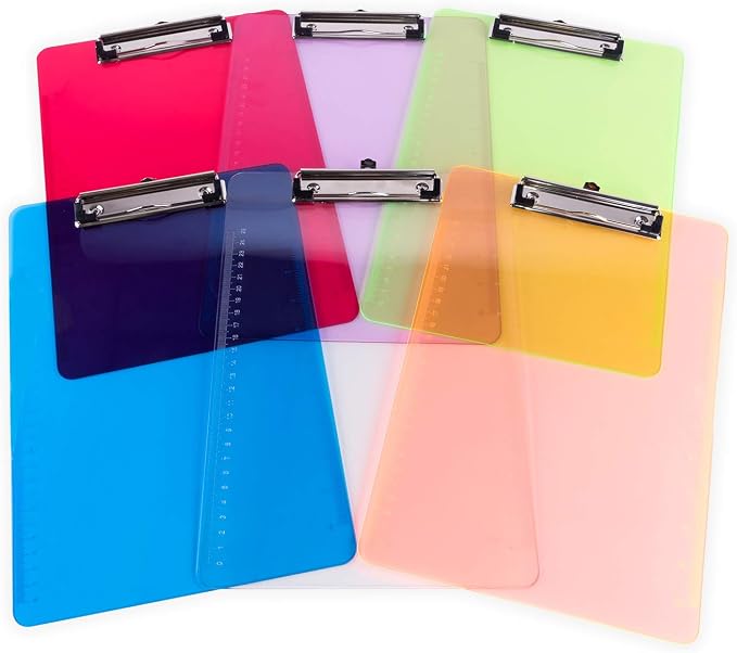 Super Z Outlet Slim Plastic Transparent Thin Lightweight Colorful Fun Clipboard by SuperZOutlet