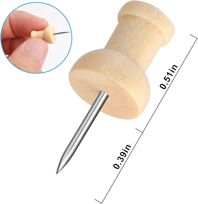 Wood Push Pins 120 Pcs, Decorative Wooden Thumb Tacks - Image 2