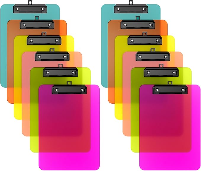 Zoenley A4 Plastic Clipboard Set of 12, Dark Colorful12.5 x 9" Letter Size by Unknown