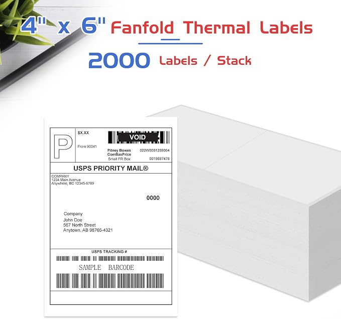 RyhamPaper 4" x 6" Fanfold Direct Thermal Labels - Image 2