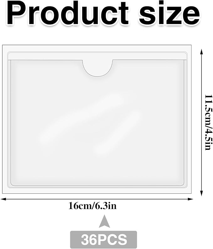 36 Pack 4" x 6" Index Card Holder Adhesive Label Holders Clear Tote Bag Plastic - Image 2