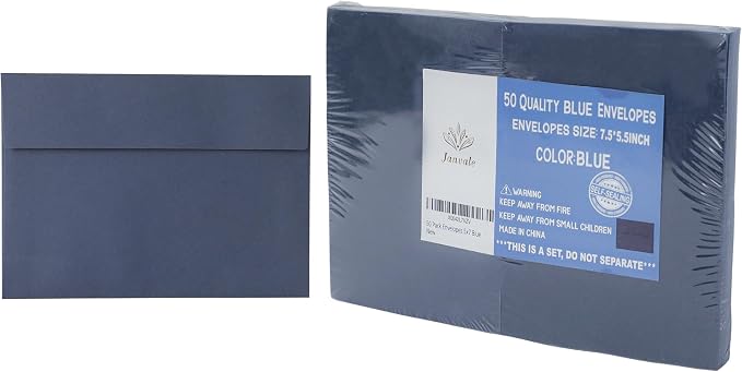 Blue & Navy Blue Envelopes, 50 Pack - Image 6
