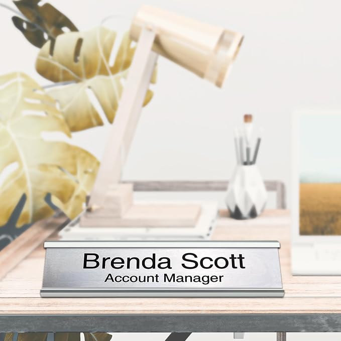 10 Pack 2" x 10" Aluminum Desk Name Plate Holder, Office Name Plate Holder - Image 5